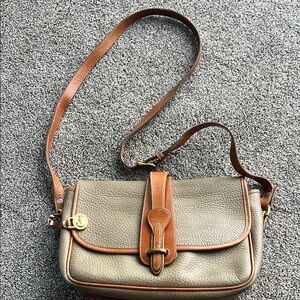 Vintage Dooney & Bourke Tan and Brown Leather Crossbody Bag
